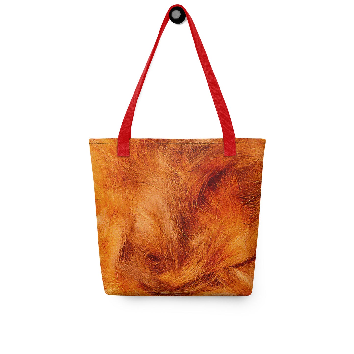 NUSH'S STORE everyday carry beach bag with red straps and a textured orange design