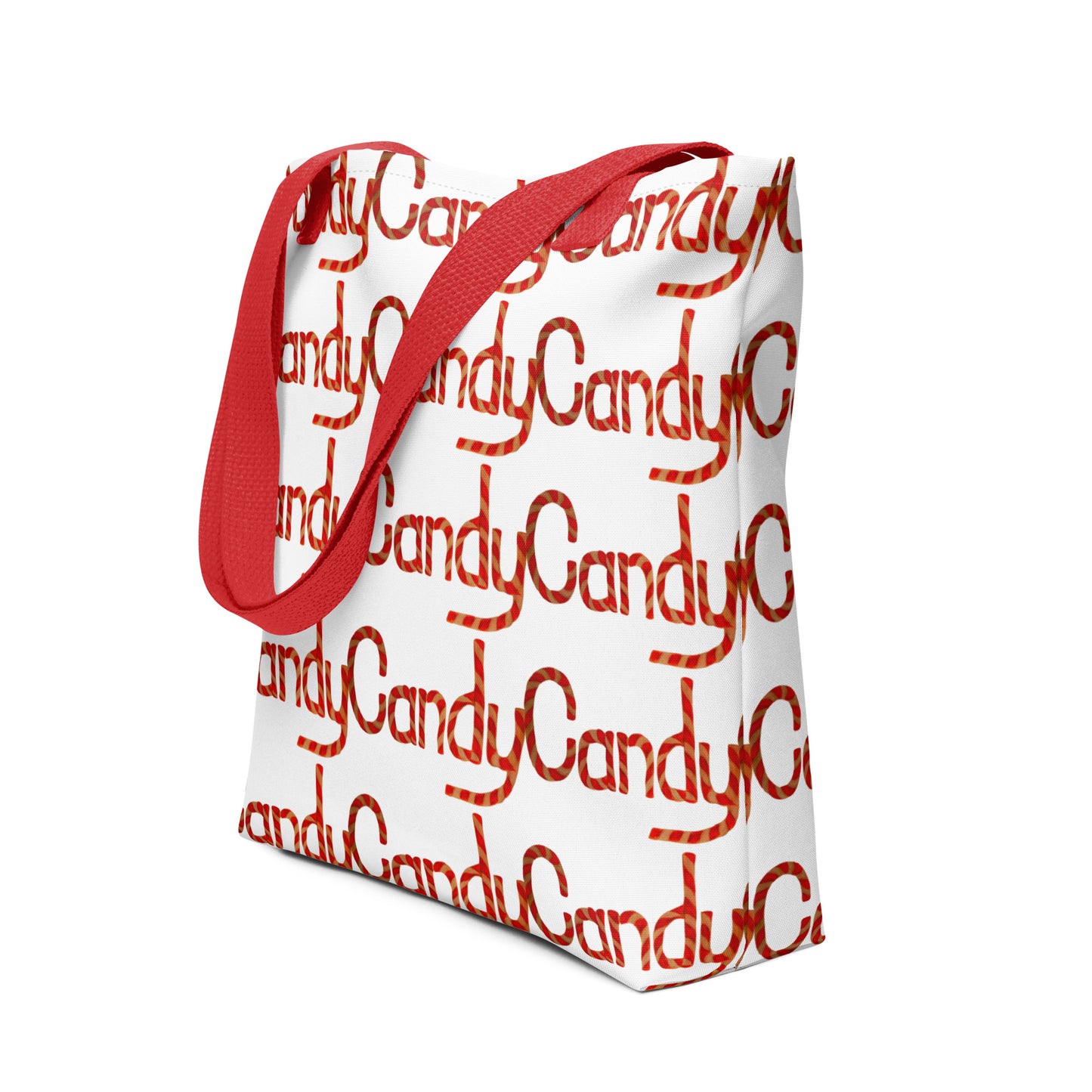 Candy cane print tote bag CHRISTMAS AND HALLOWEEN with red handles from NUSH'S STORE
