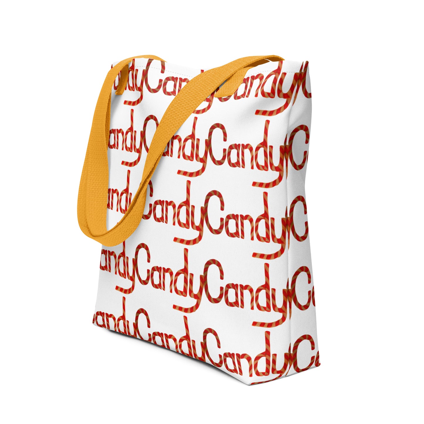Candy cane print tote bag CHRISTMAS AND HALLOWEEN with yellow straps from NUSH'S STORE