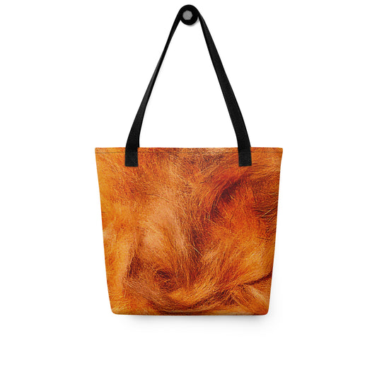 NUSH'S STORE everyday carry beach bag with orange textured design and black shoulder straps