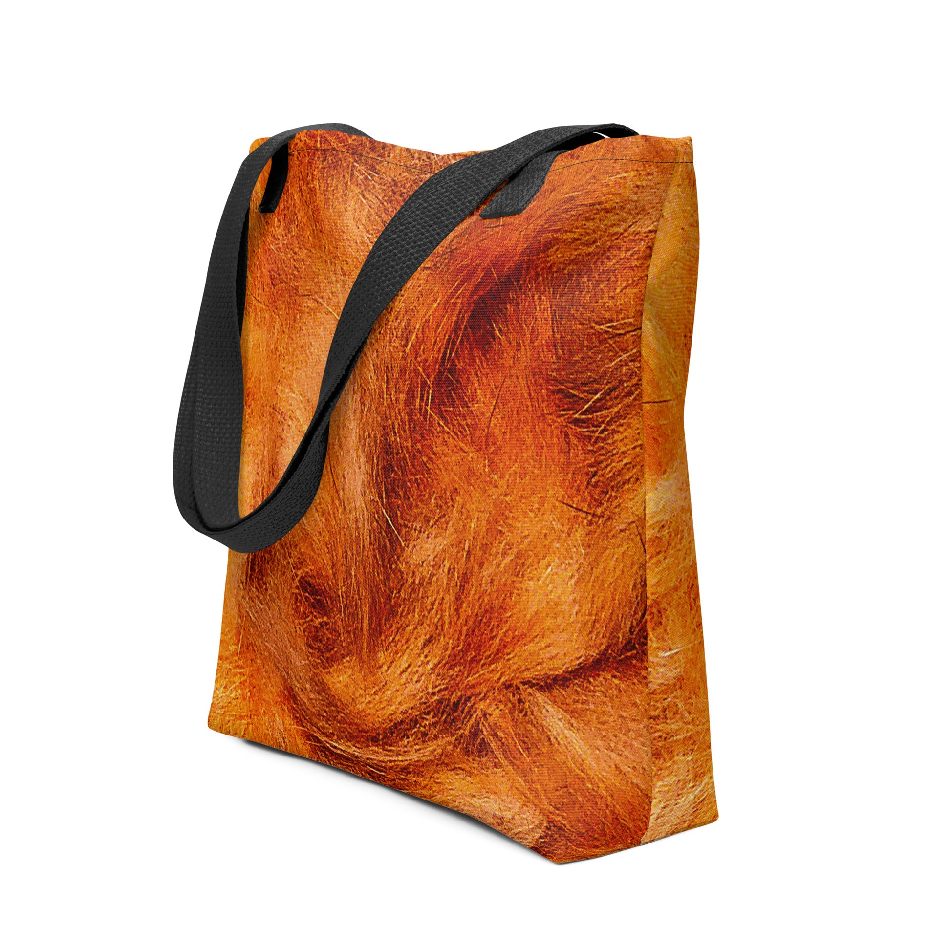 Everyday carry beach bag with orange textured design and black shoulder straps from NUSH'S STORE