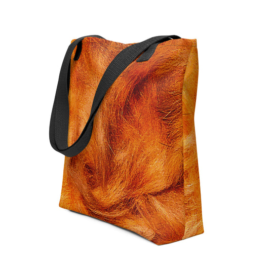 Everyday carry beach bag with orange textured design and black shoulder straps from NUSH'S STORE