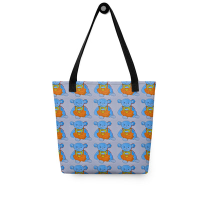 Kids teddy bear tote bag with blue bear pattern and black handles from NUSH'S STORE