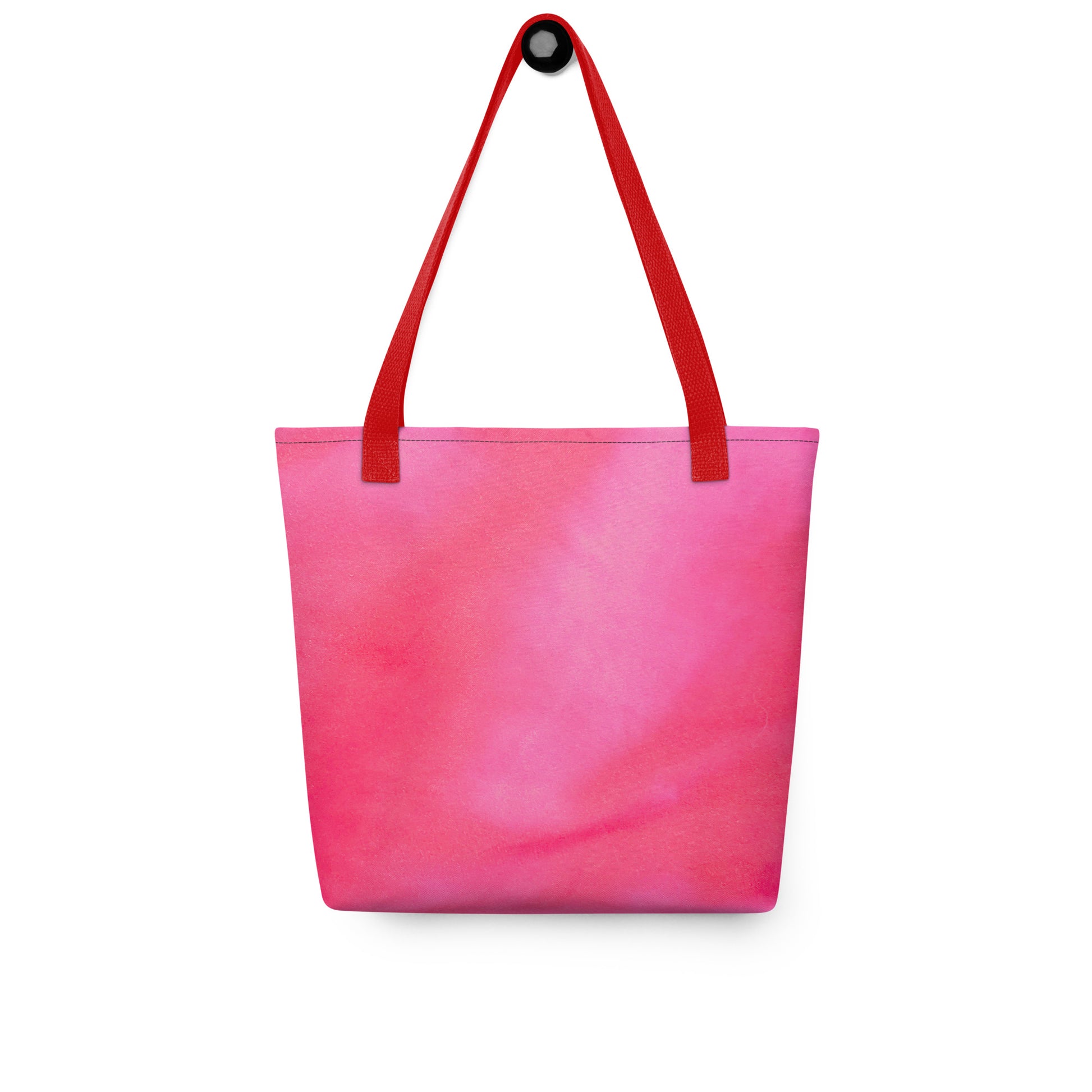 Pink tote bag for women with red straps from NUSH'S STORE on white background