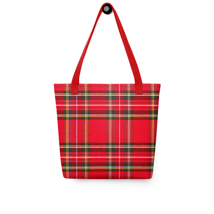 Red plaid shoulder bag for summer with long red straps from NUSH'S STORE